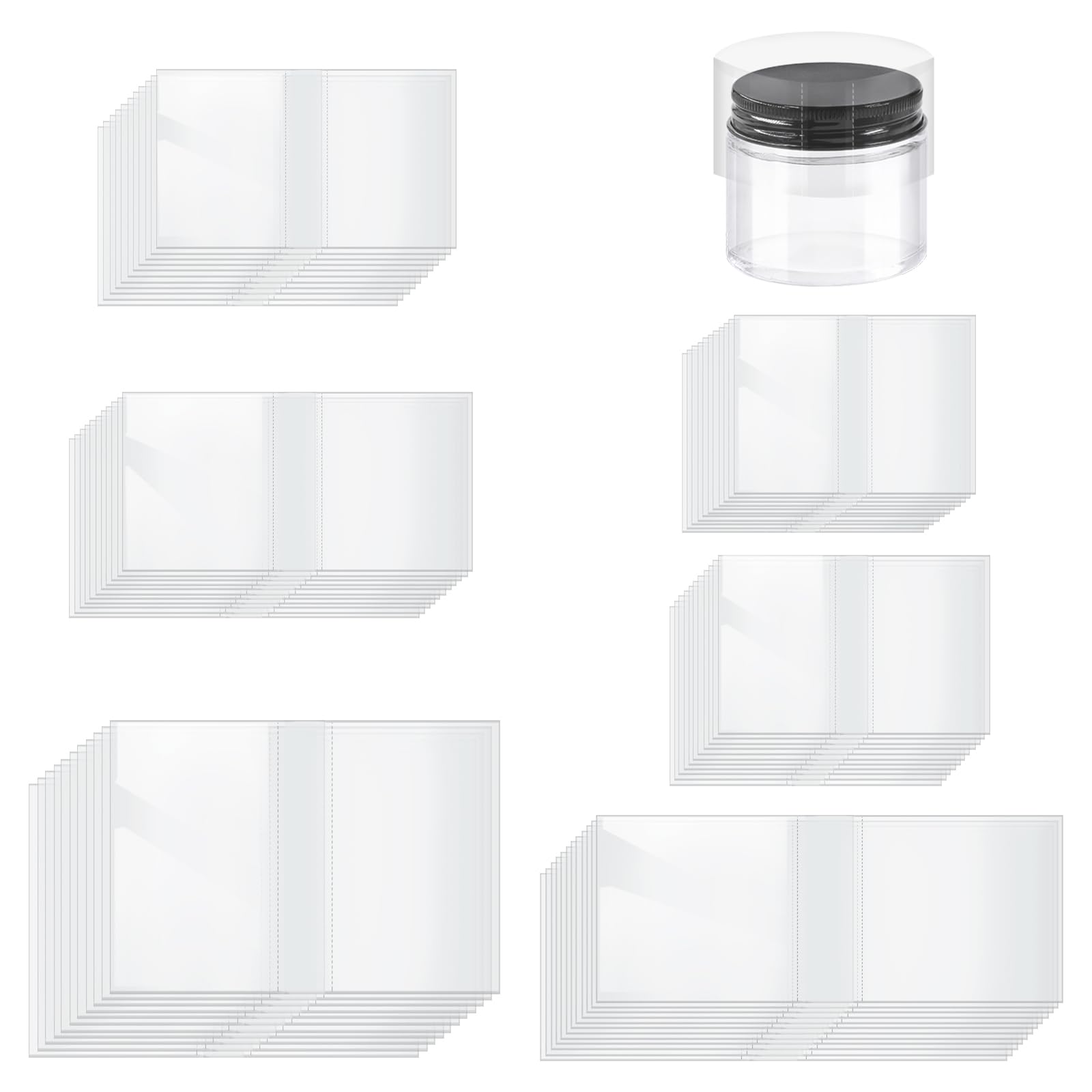 Swpeet 1200pcs 6 Yards 1.37 pouces 1.5 pouces 1.8 pouces 1.9 pouces 2.2 pouces 2.4 pouces transparent PVC thermorétractable Pack bouteille rétractable bande Product combo, perforé bouteille