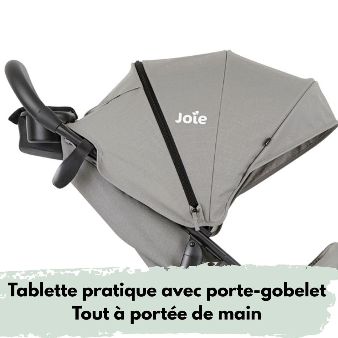Joie Litetrax – Poussette Canne Confort avec Chanceliere Bebe Poussette Thermique | Suspensions Flex, Pliage à Une Main, Pare-soleil UV 50+, Roues Anti-crevaison – Pebble