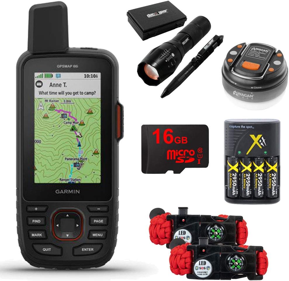 Garmin GPSMAP 66i GPS Handheld and Satellite Communicator Survival Kit Bundle (010
