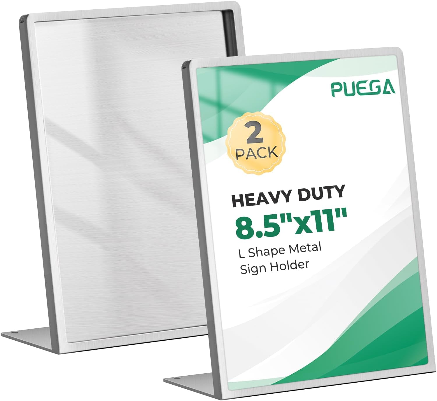 2pack 8.5"x11" Metal Tabletop Sign Holder with Stainless Steel Frame Menu Board Poster Display Stand for Office Store Restaurant Hotels