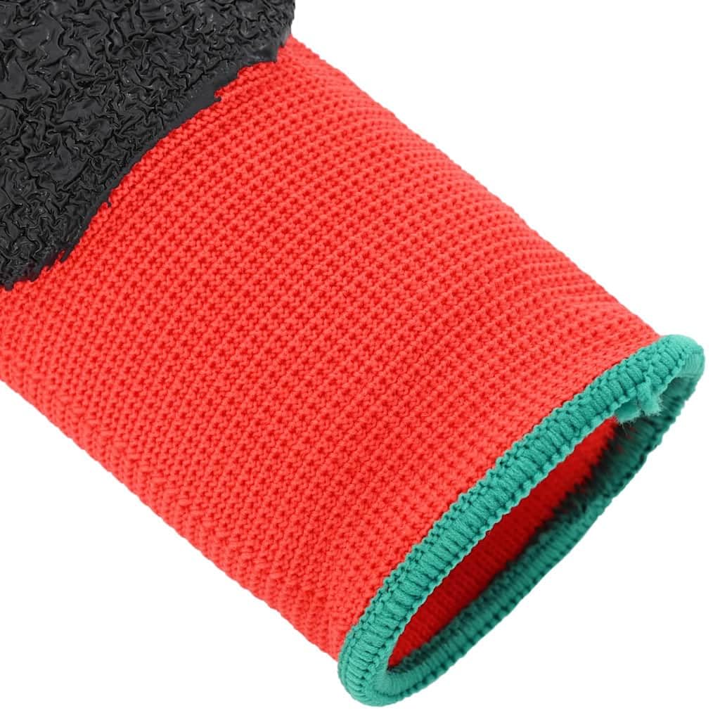Générique Gants de Travail 24 Pcs Rouge et Noir 11/XXL, Lot de Gants de Jardinage avec Revêtement Latex Texturé pour une Prise Améliorée, Respirants pour Bricolage et Ménage