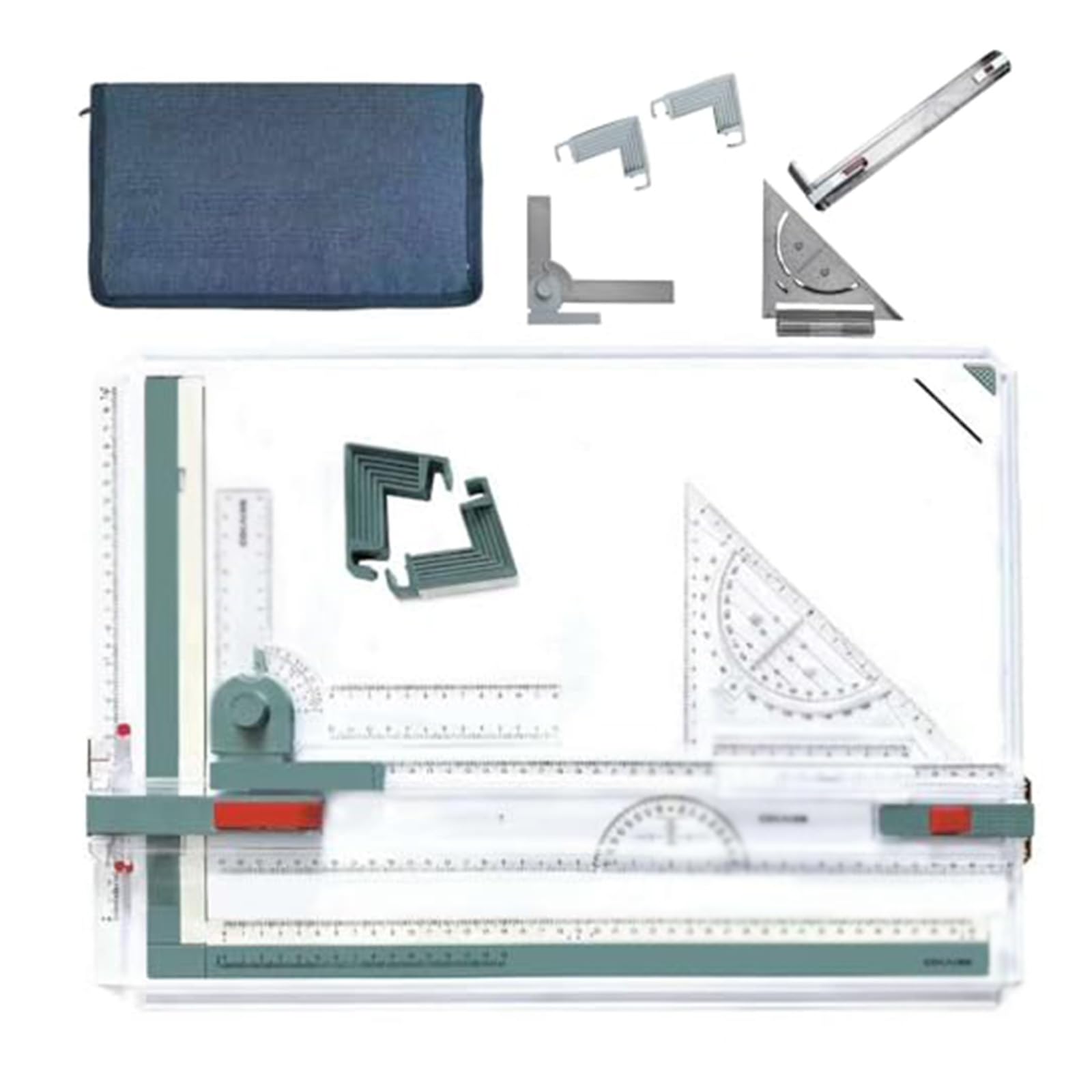 Ensemble d'outils de dessin mécanique - Compas, règles, intercalaires, instruments d'ingénierie pour la rédaction et l'architecture