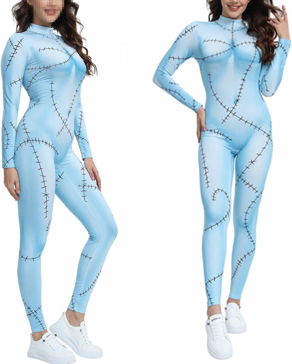 Christmas Costume for Women Cosplay Bodysuit 3D printed Long-sleeved Dress Grils Halloween Cosplay Costume