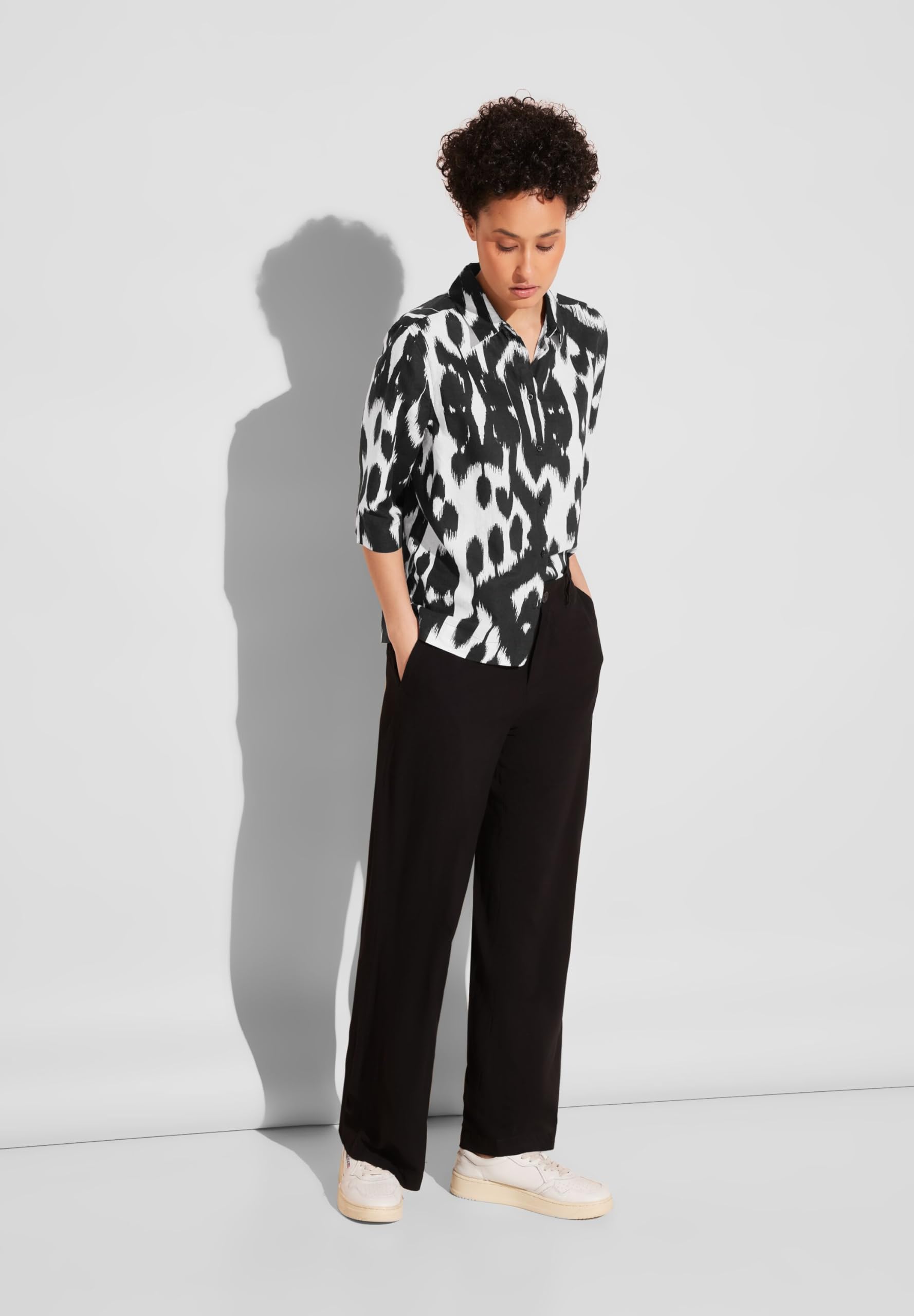 Street One Damen Sommer Leinen Bluse Black,38