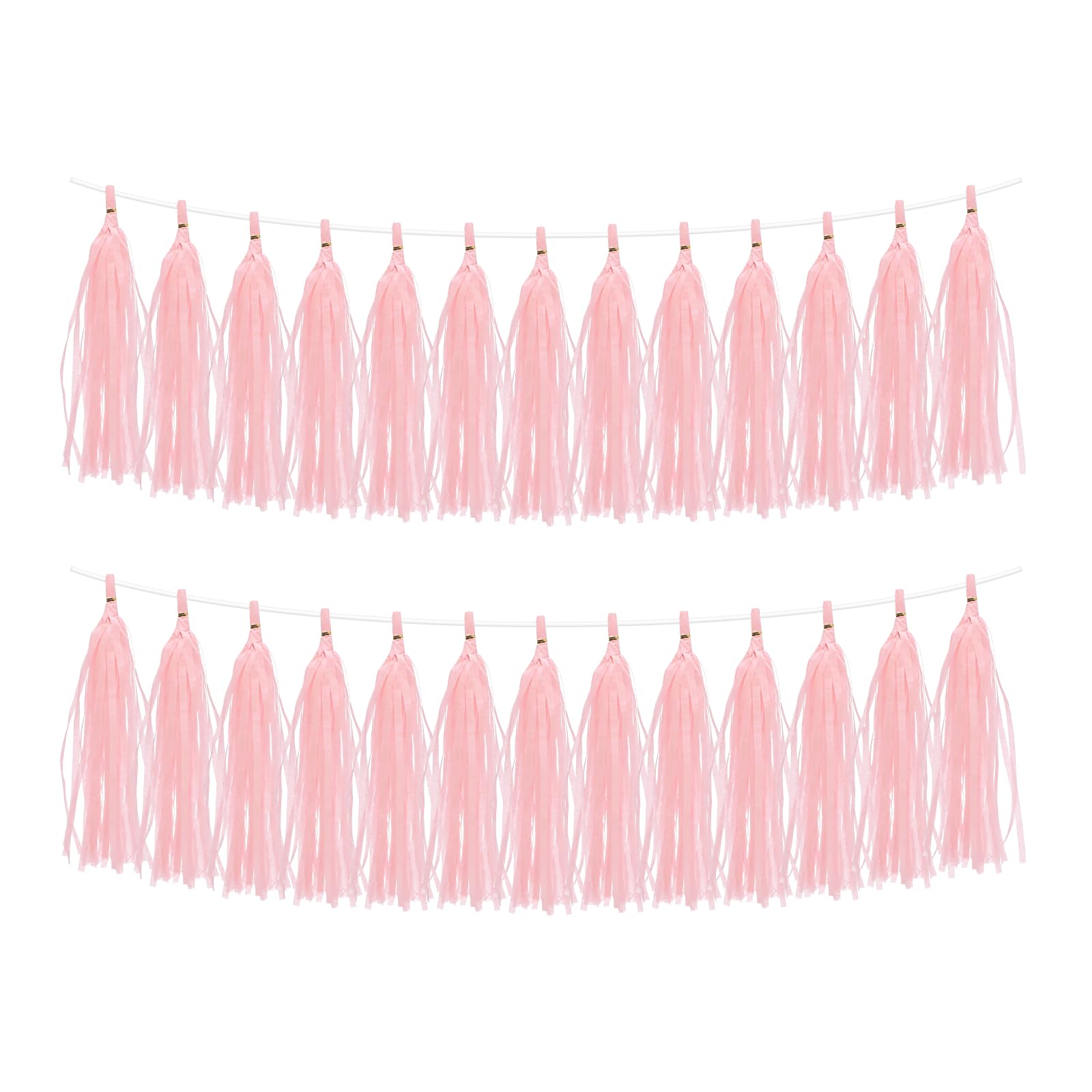 sourcing map 6Pcs Paper Tassels Garland, Tassel Garland Banner with Rope and Tie Wire for Party Decorations Wedding Decorations Football Party Engagement Decor DIY, Light Pink โ image 1