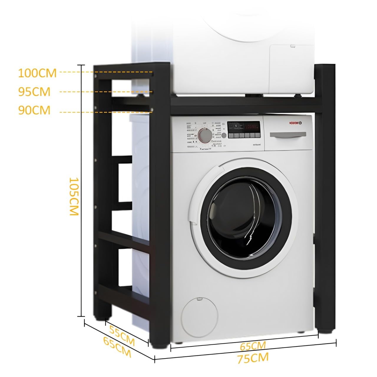 Mobile Lavatrice Salvaspazio Regolabile in Altezza Armadio Sopra | Asciugatrice Mobile Sopra Lavatrice Lavatrice per Bagno Cucina Balcone Nero Noce