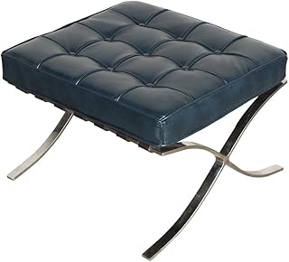 Belssia Escabel Capitoné, Terciopelo, Azul, 60x42x55 cm