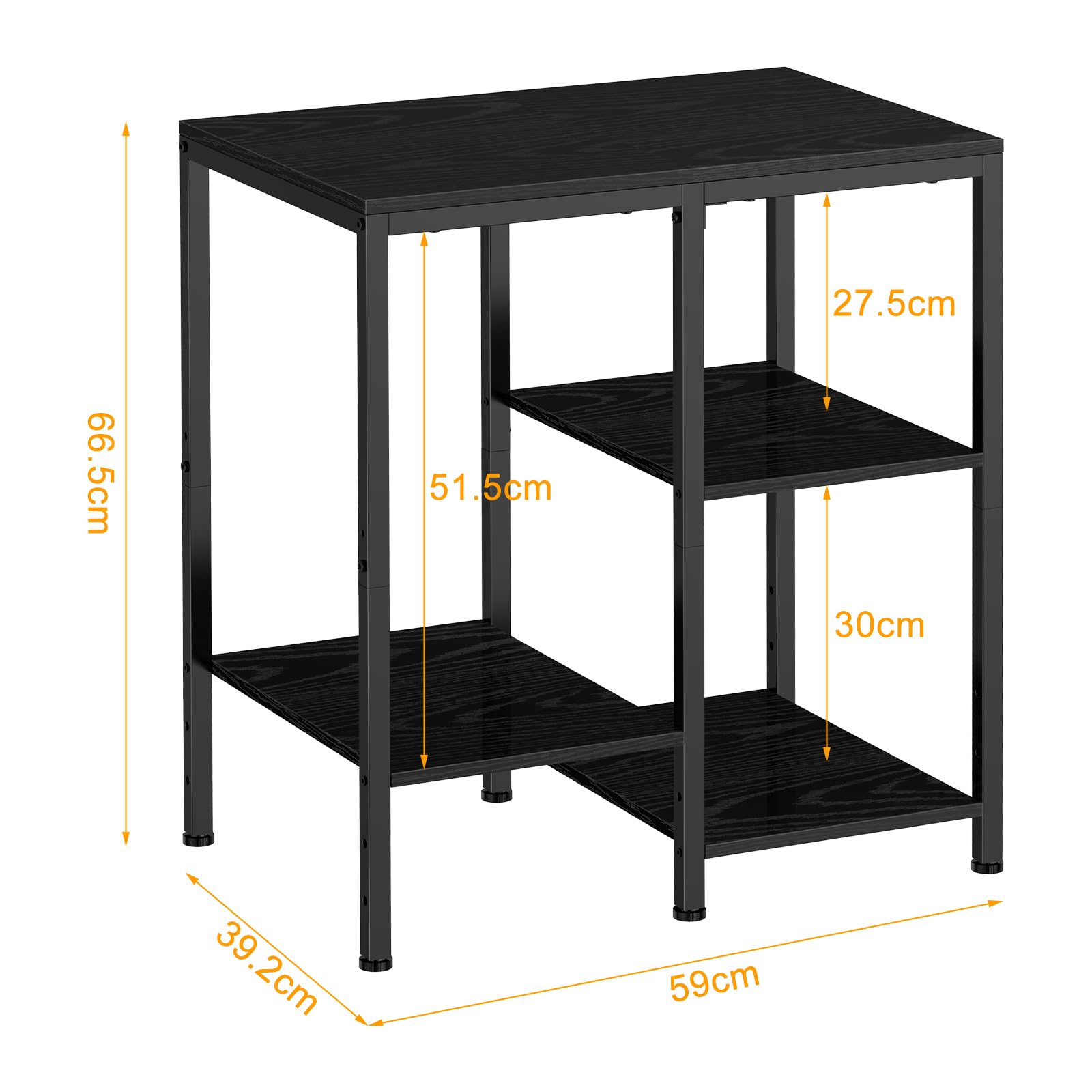 smusei Estantería Multifuncional de 4 Niveles, Estilo Minimalista, Negro, 66 x 40 x 60 cm, 4 Estantes Ajustables, 50 lbs de Capacidad, Incluye Hardware, Montaje en 30 Minutos