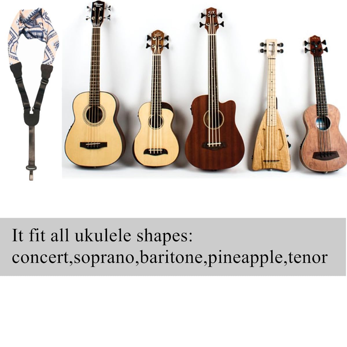 Trssorm Ukulele Strap Scarf Style Adjustable Neck Strap and Ukulele Belt with Hook for Guitar - Image 4