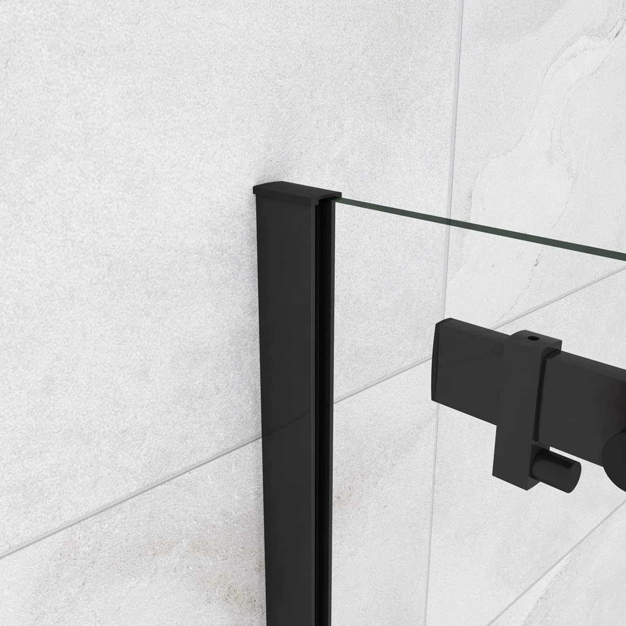 200cm Box Doccia Angolare Scorrevole 120cm 80cm Vetro 8mm | Parete Anticalcare, Trasparente Vetro Temperato, Telaio Nero Opaco