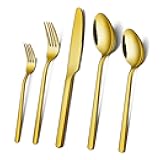 KINGSTONE Golden Silverware Set, 18/10 Gold Flatware Set for 4, Gold Mirror Finish Cutlery Set for Home Kitchen and Restaurant