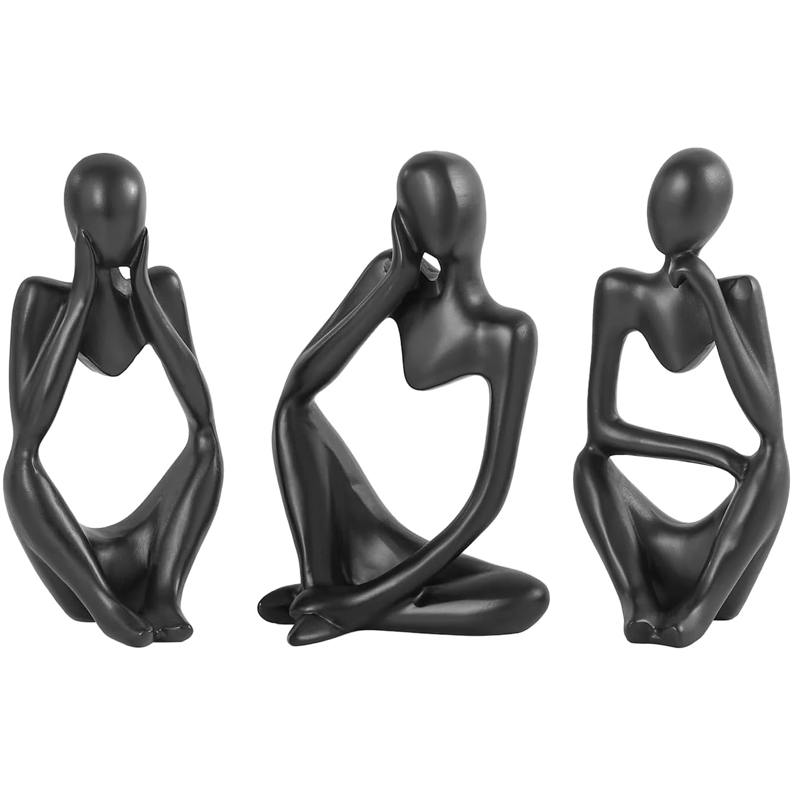 Irayin Estatua de Pensador Abstracta, Figuras Decorativas Modernas Salon, Decoración de Figura Dorada, estatuas Decorativas para Salón, Escritorio, Oficina - Negro