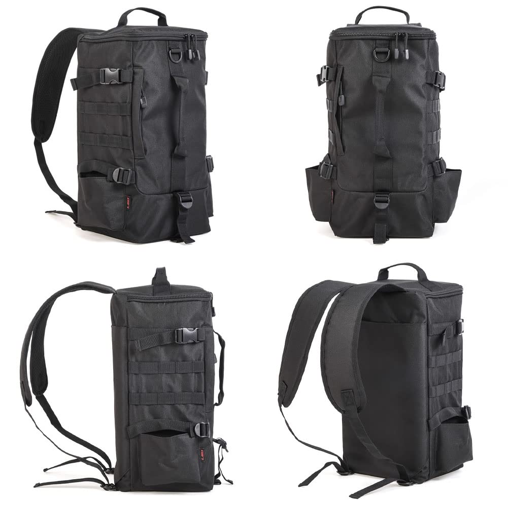 Mochila de Pesca, 2 Soportes para caña de Pescar, Mochila sin 4 Cajas de Aparejos, Bolsa de Equipo de Pesca Grande de 17.4 L para Pesca de Trucha, al Aire Libre, Camping, Senderismo, Negro
