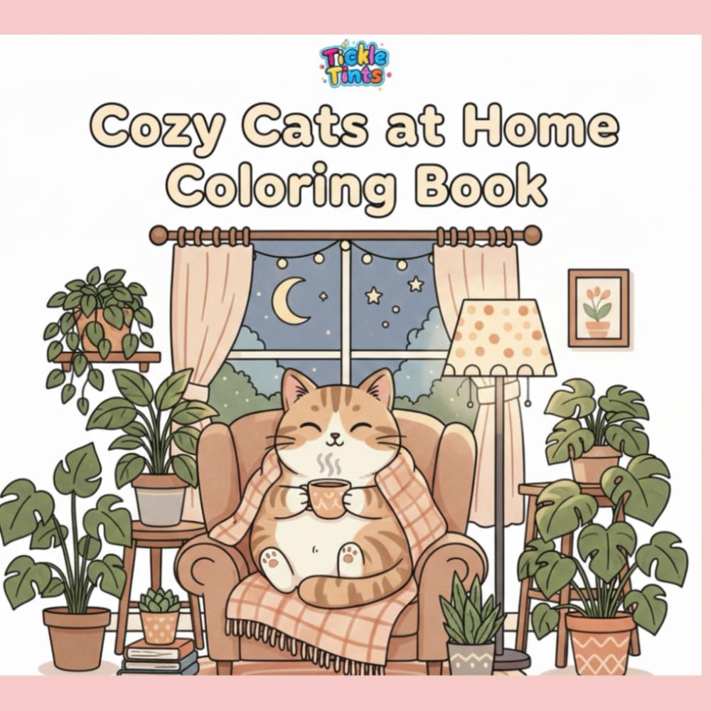 Cozy Cats at Home Coloring Book: Cute & Relaxing Cat Coloring Pages for Kids and Adults