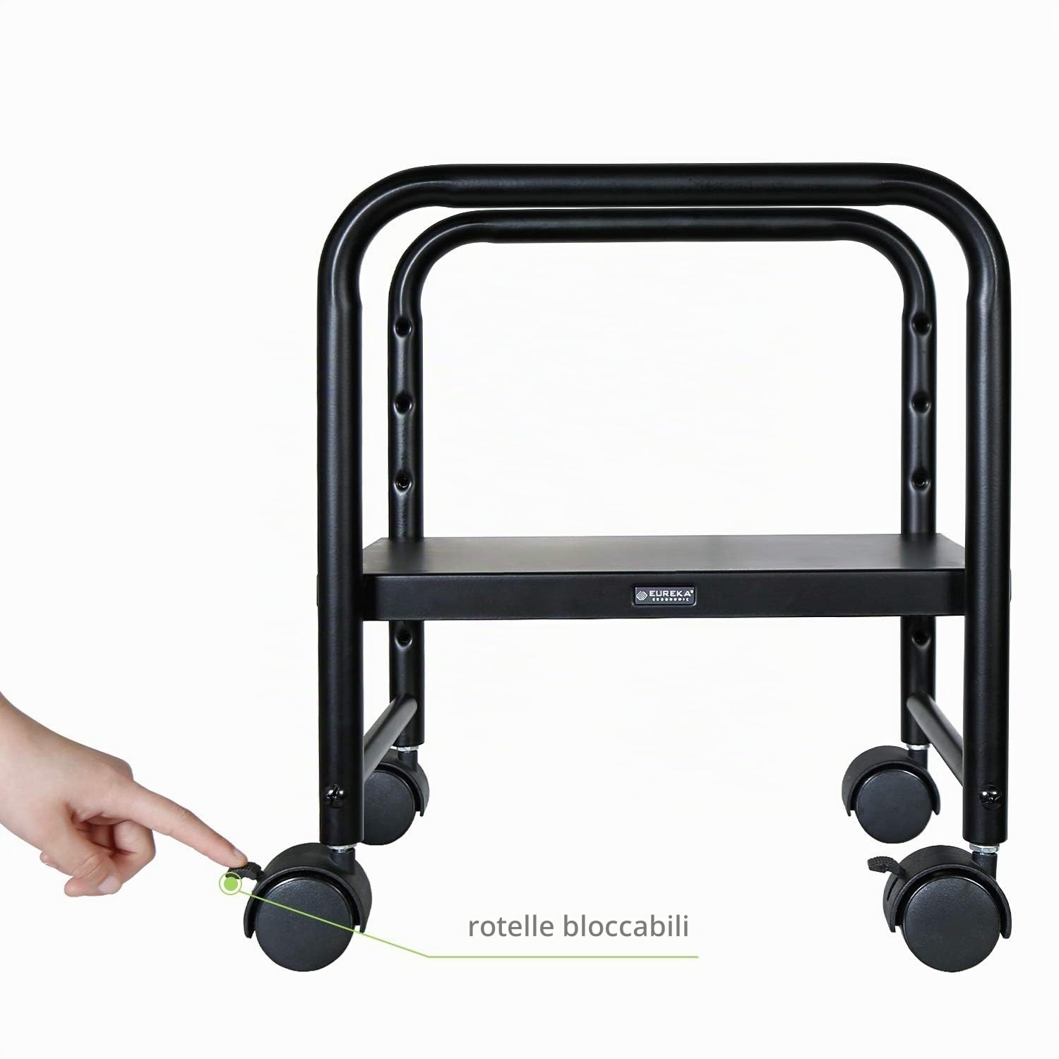 EUREKA ERGONOMIC Altezza Regolabile Torre Del Computer Stand, Acciaio Nero Case CPU Supporto Mobile Rotolo Carrello con Ruote, PC Gaming Computer Desk Accessori