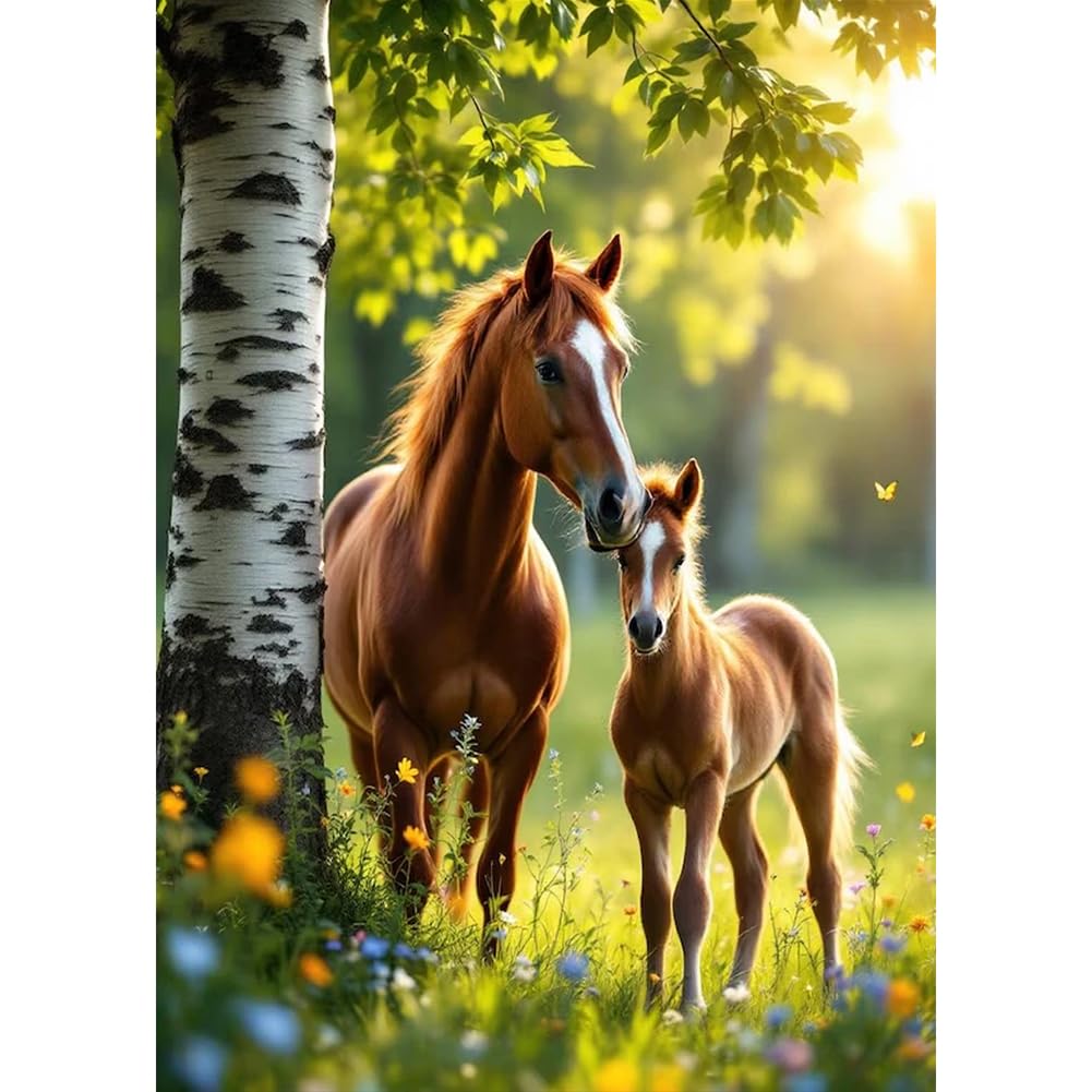 WSLWXSHM Diamond Art Painting Kits for Adults Horse, Animal Round Full Drill Diamond Art Kits, 5D DIY Paint with Diamonds Crafts for Home Wall Decoration Gifts 12×16Inch