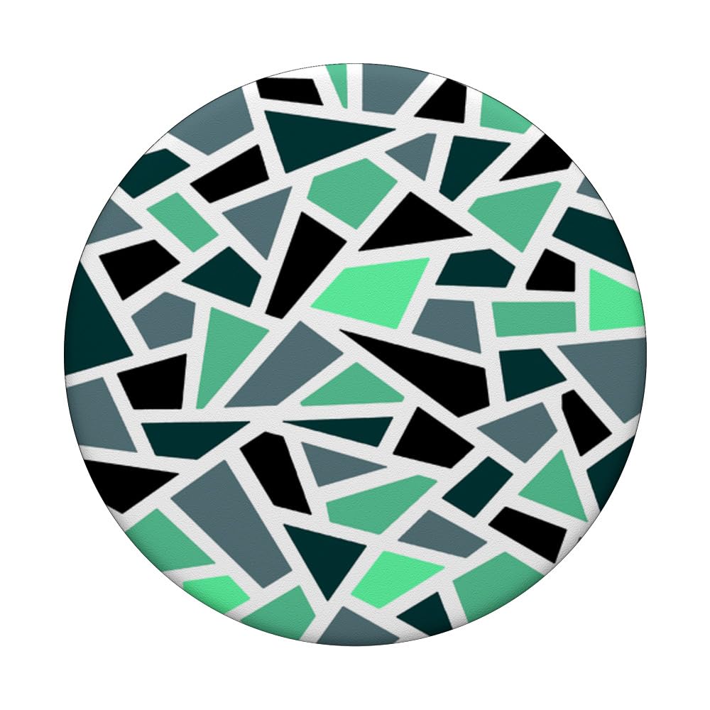 Geodesic Abstract Pattern 17 Teal Blue Green PopSockets Swappable PopGrip, Black - Image 3