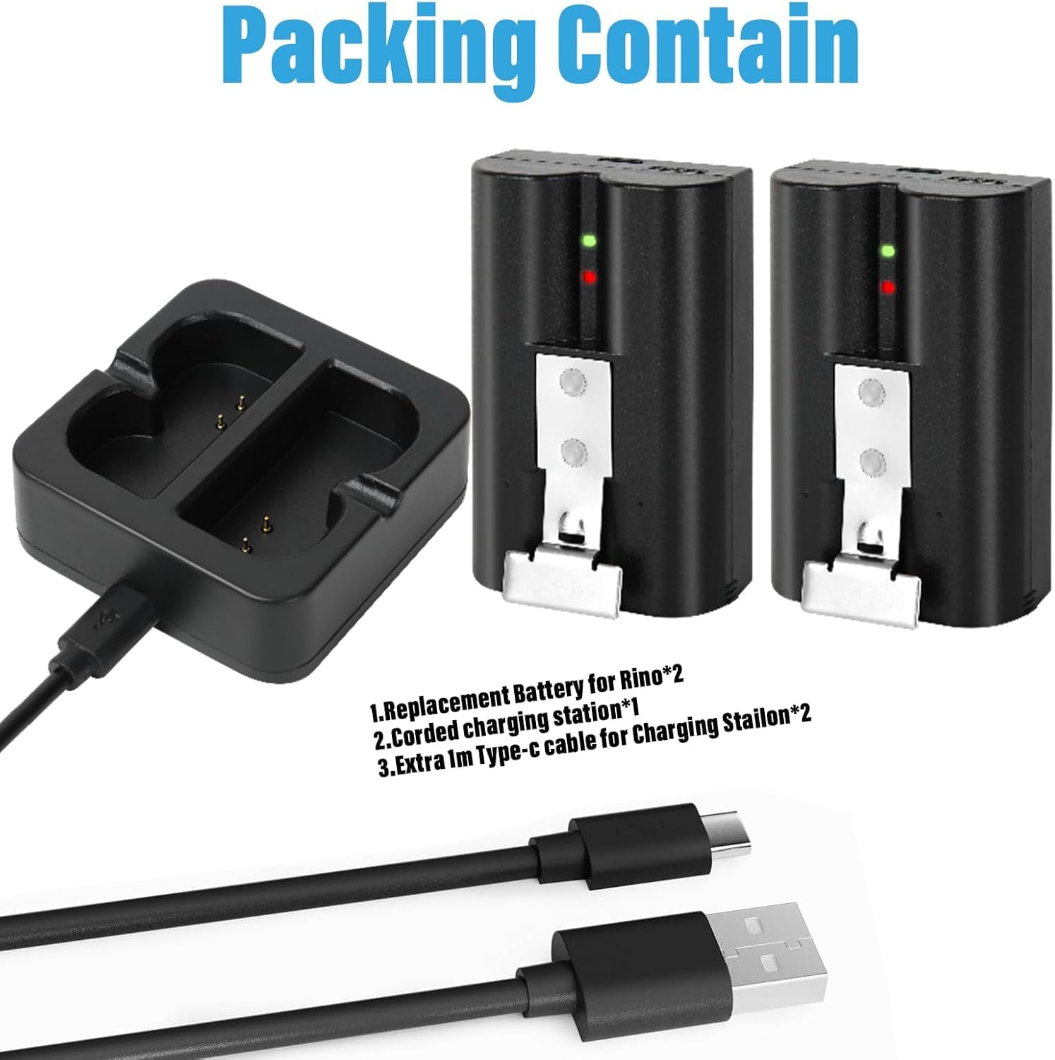 6040mAh Batterie de Remplacement Avec Station de Charge pour Ring Doorbell Caméra 2/3/4, Caméra Spotlight et Caméra Stick Up, Batterie Lithium-ion Rechargeable Caméra (2 batteries + station de charge)