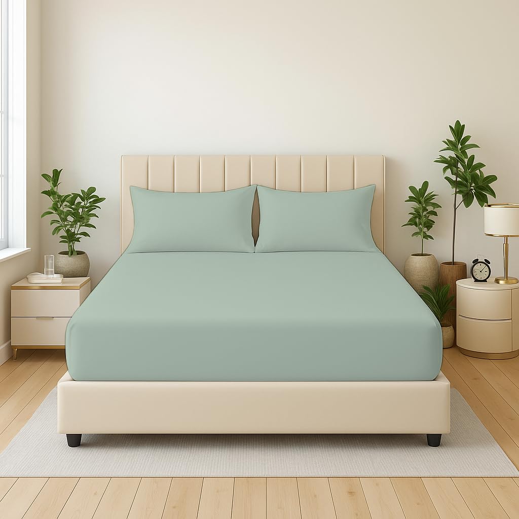 Dazzle Collection® Full Fitted Sheet Bed Sheets 100% Polycotton Machine Washable Fitted Sheet (Super King, Duck Egg)