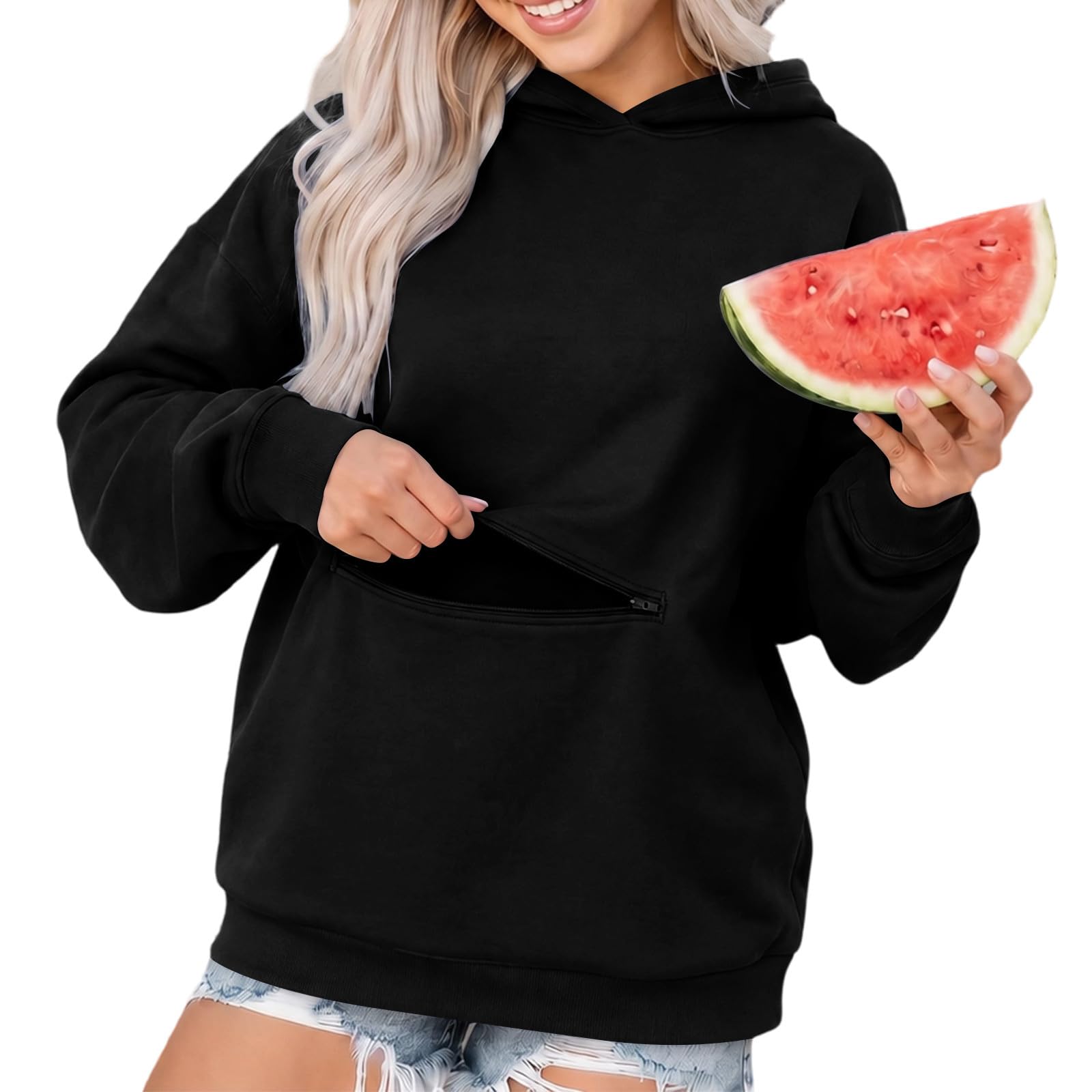 LUCKME Felpa Donna Senza Cappuccio Cotone Girocollo Pullover Casual Moda | Cotone morbido, collo rotondo, confortevole oversize, maniche lunghe, stile minimal, comfort quotidiano, caldo invernale