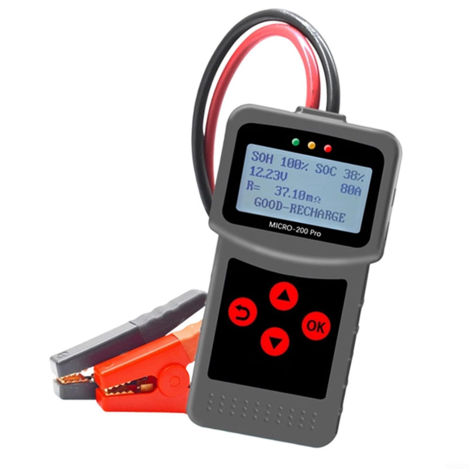 200 PRO Batterietester für 12V/24V, prüft SOH/SOC/Spannung, für Auto/LKW/RV, mit Kelvin-Klemmen, Diagnosegerät
