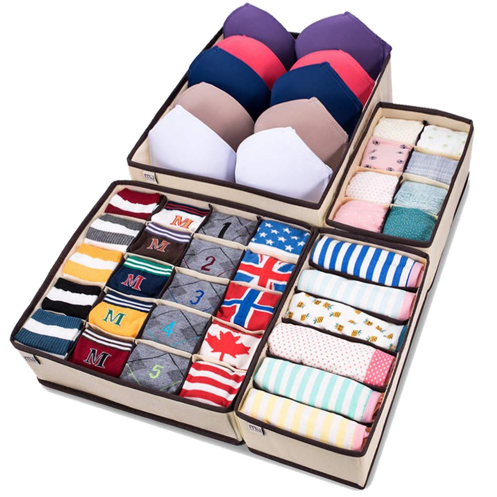 MIU COLOR Drawer Dividers Closet Organizers Bra Underwear Storage Boxes (Set of 4)