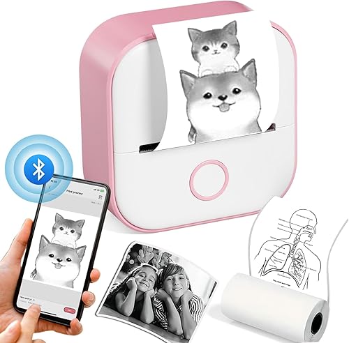 Mini impresora de bolsillo, mini impresora térmica portátil 2024 con 1 rollo de papel, mini impresora Bluetooth Notebuddy Sticky Note Maker para