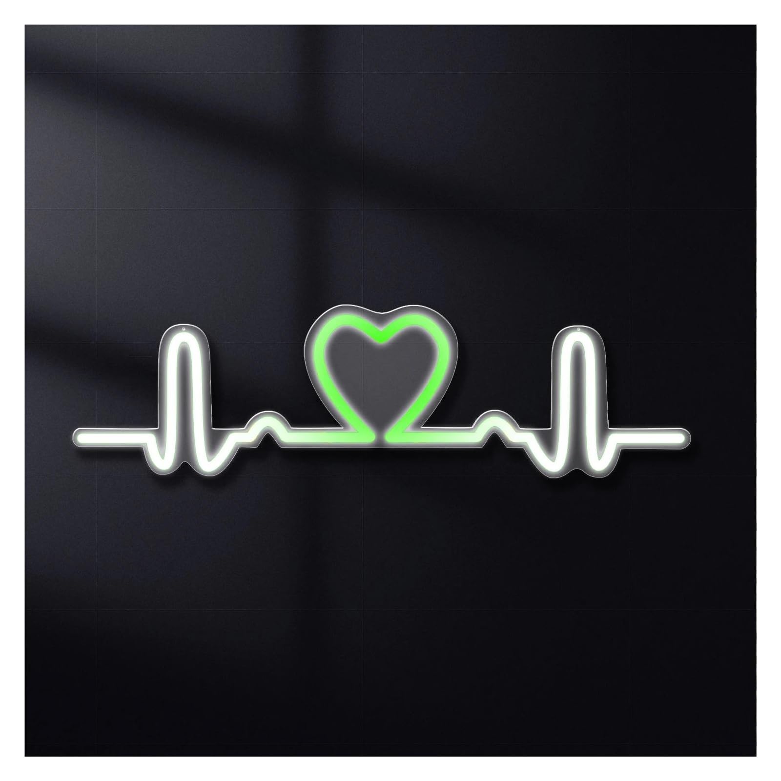 Shouxi B Sign Lamp Electrocardiogram And Love Neon Sign 5V Us Power Supply, Used For Edroom Wall Decoration 14.65Cmx47cm(B)