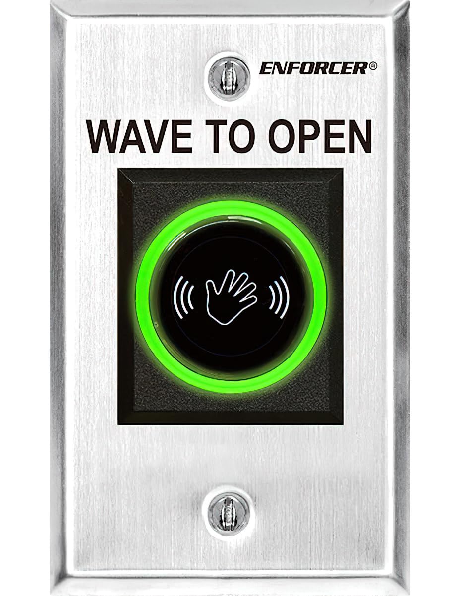 Seco-LarmSD-927PKC-NEQ Enforcer Wave-To-Open Sensor, No-Touch, 12-24 VAC/VDC, Stainless Steel Single-gang Plate, LED Illuminated Sensor Area