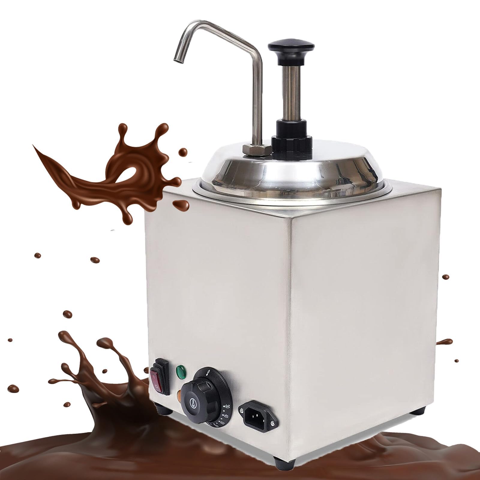 JKJZSALJ Cheese Warmer, 800W Stainless Steel Sauce Dispenser With Adjustable Temperature For Heating Chocolate And Caramel