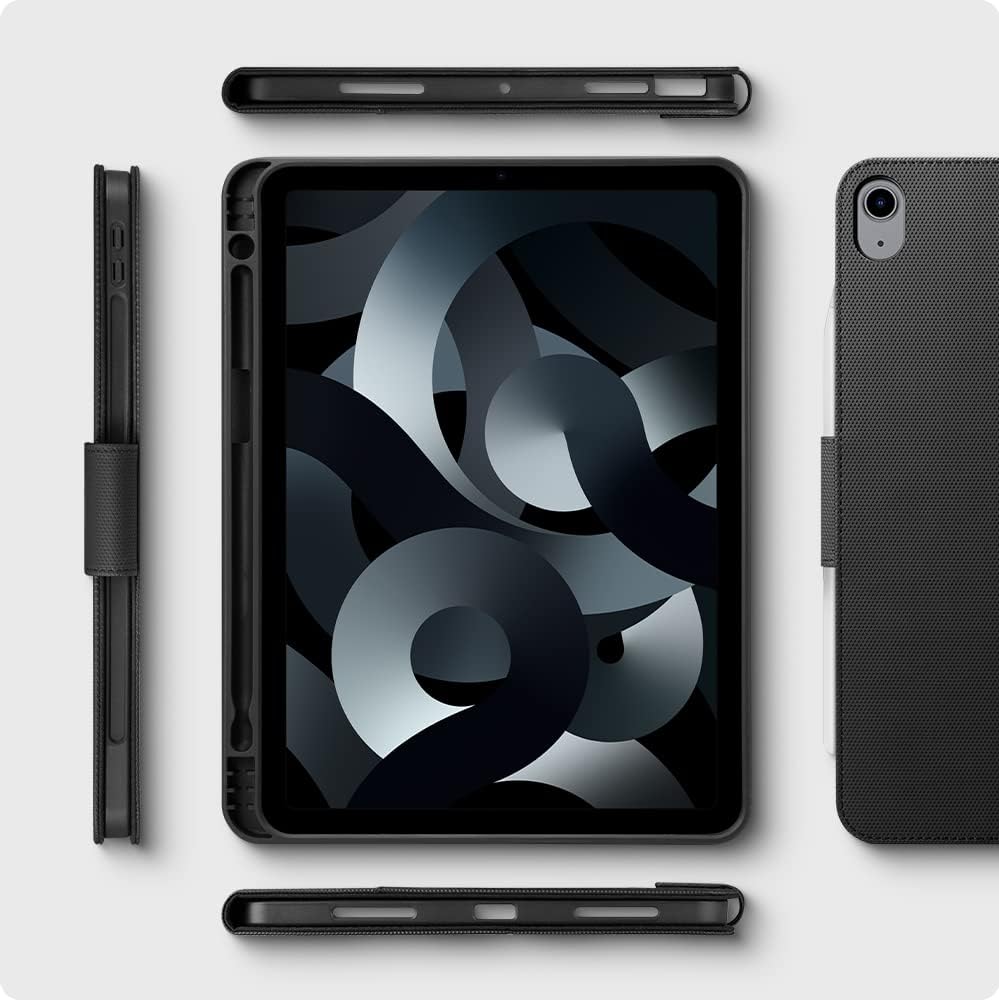 Spigen for iPad Air 11 Inch Case M4 (2026), iPad Air 11 Inch Case M3/M2 (2025-2024), 10.9 Inch 5th/4th Generation Case (2022/2020), Liquid Air Folio Kickstand Cover with Pencil Holder - Black
