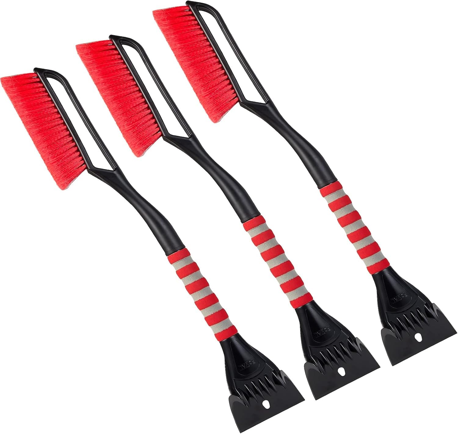 FOVAL Raschietto per Ghiaccio da 68,6 cm (Confezione da 3), Raschietto per Ghiaccio Largo (Larghezza 12 cm), Spazzola per Rimuovere la Neve con Comoda Impugnatura in Schiuma per Auto, Camion, SUV,