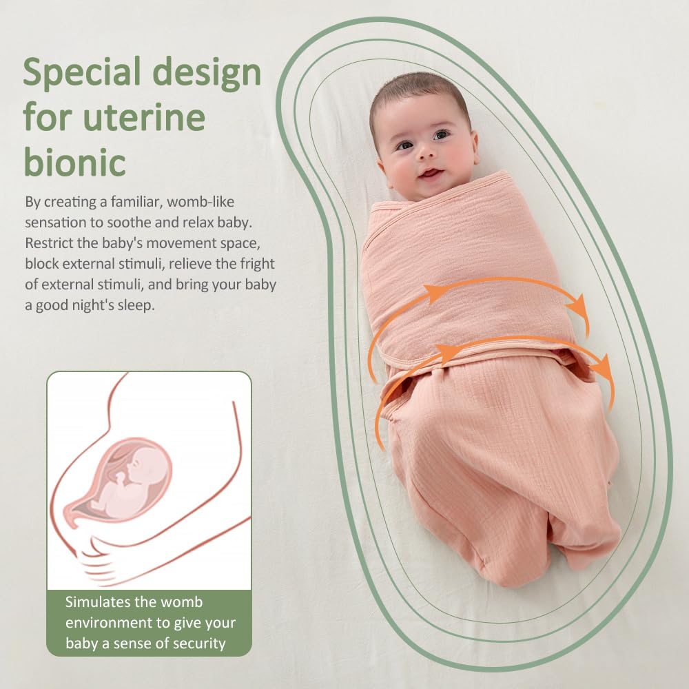HINATAA Baby Swaddle Wrap, Newborn Swaddle Blanket Wrap with Breathable Organic Cotton, Adjustable Swaddle Blanket - Image 3
