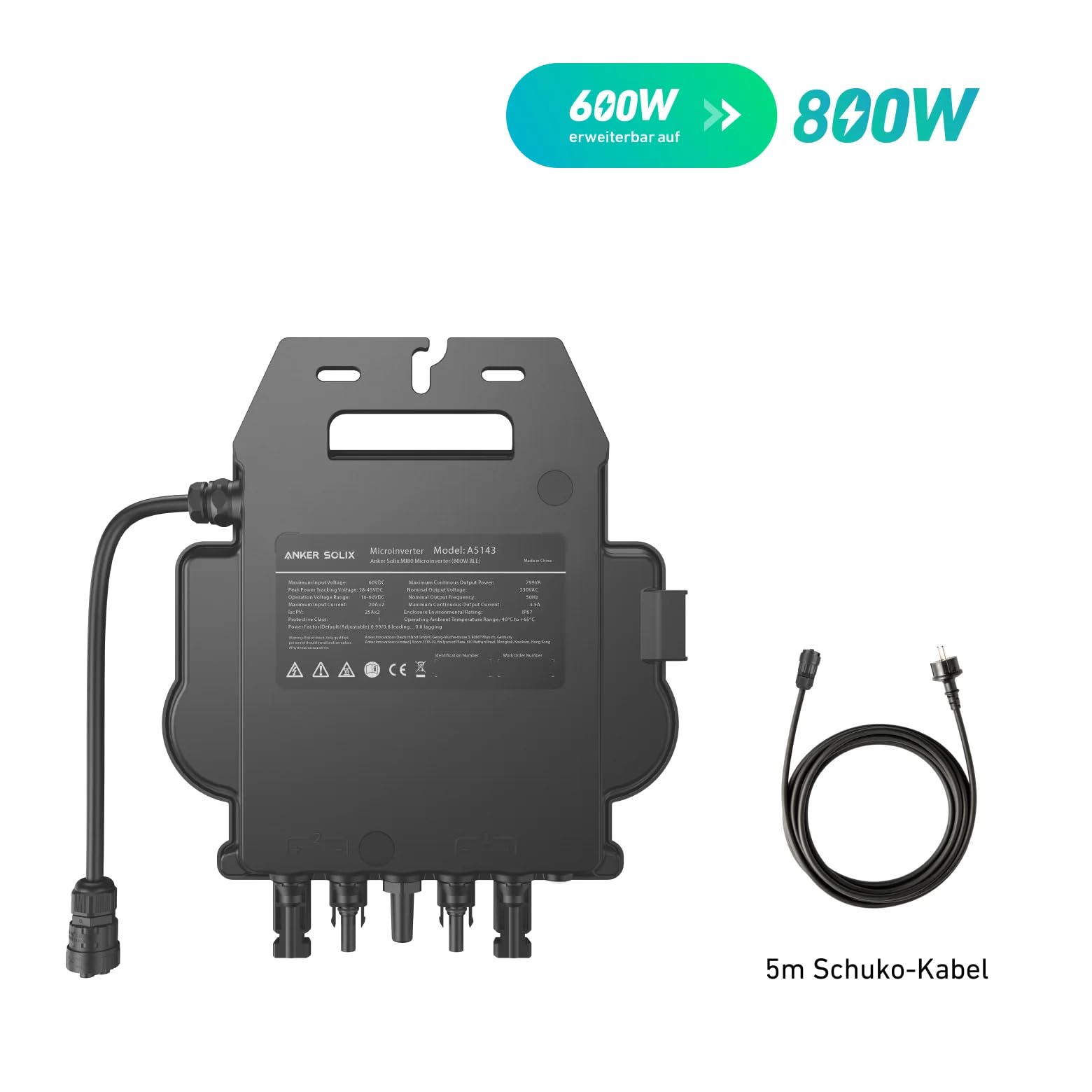Anker SOLIX MI80 (BLE) Micro inverter – 600 W/800 W