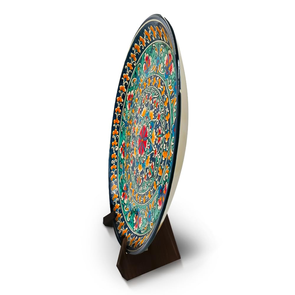 KaraKalam D10 Lagan Ljagan Teller Rishtan Rischtan Handarbeit Keramik Ляган Plate Handgemalt Keramikteller Oriental Kazan Schale (37 cm)