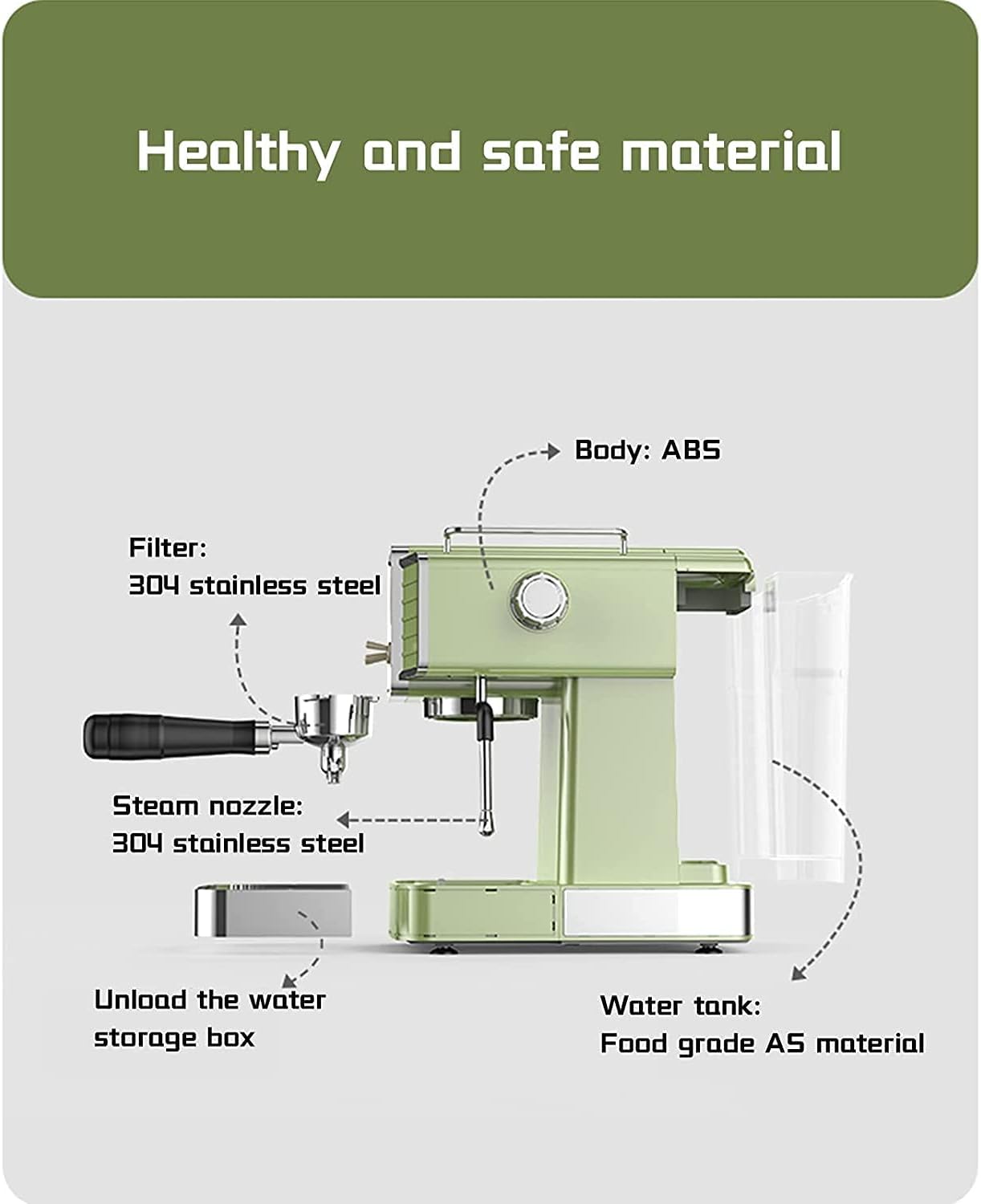 Coffee Machine Retro Espresso Machine Small Home Coffee Machine Semi-Automatic 15bar Steam Milk Froth Coffee Machine,