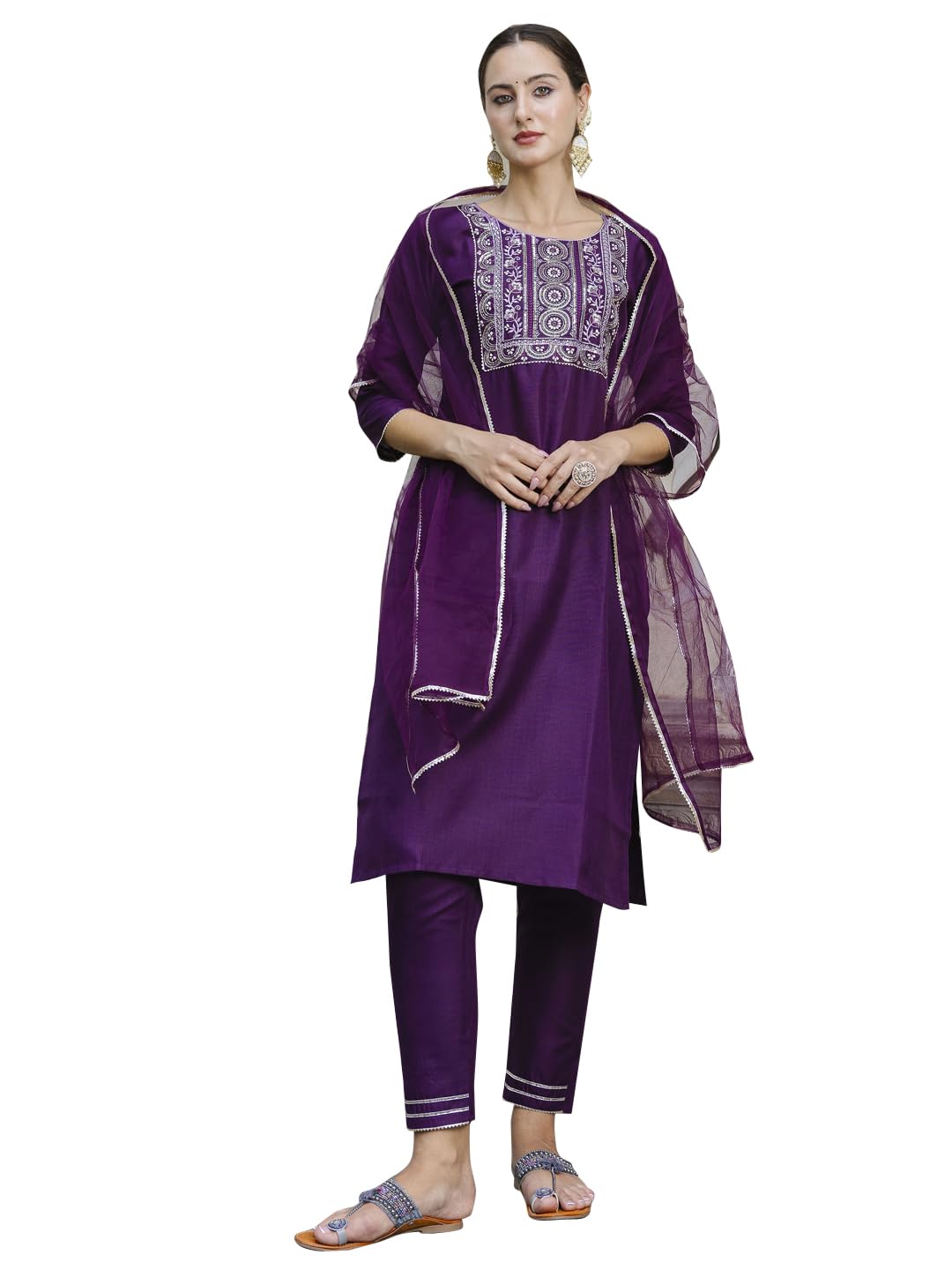 VredeVogel Kurta Set with Dupatta | Embroidery Kurta Set for Women | Festival Kurta Set | India Ethnic Casual Kurti Set | Cotton Blend Kurta Set | Suit Set for Women