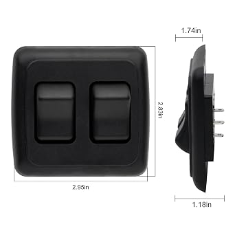 Double SPST On-Off Switch with Bezel, 12V Light Switch for RV, Camper(Black)