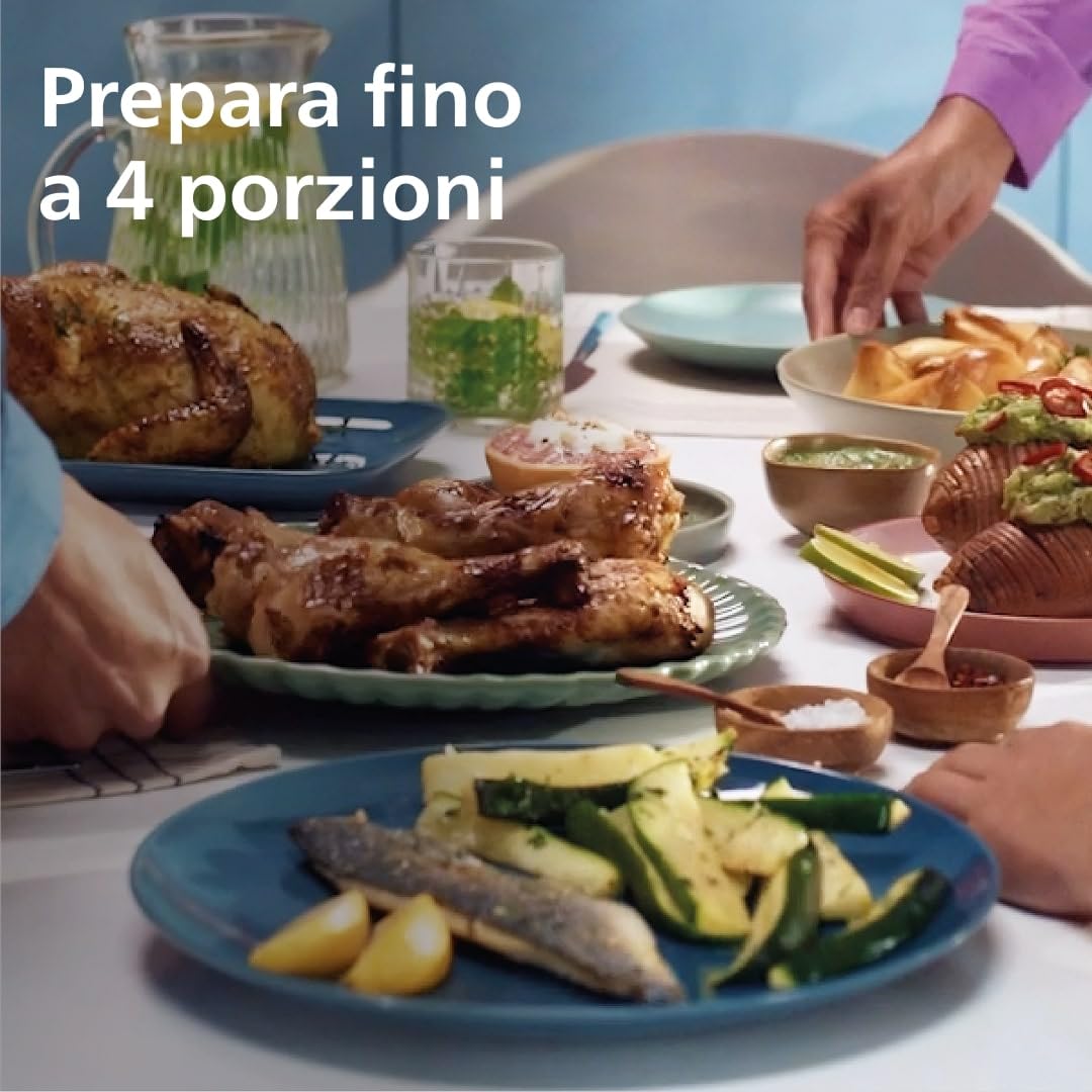 Philips Dual Basket Air Fryer - Cottura sana, veloce e versatile, Friggitrice ad aria con Doppio Cestello 9L, Touchscreen, design a 2 cestelli con doppia resistenza e termostati separati (NA353/10)