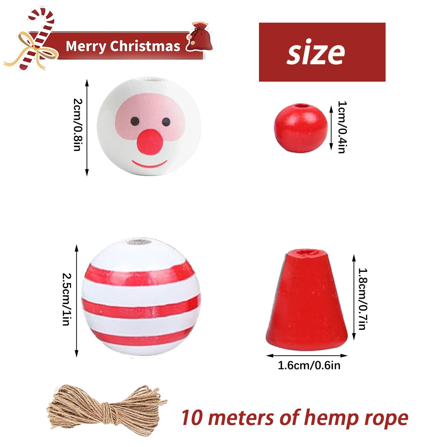 Lefeindgdi Holzperlen Set - 200 Teile Für Schneemann DIY Mit Hanfseil