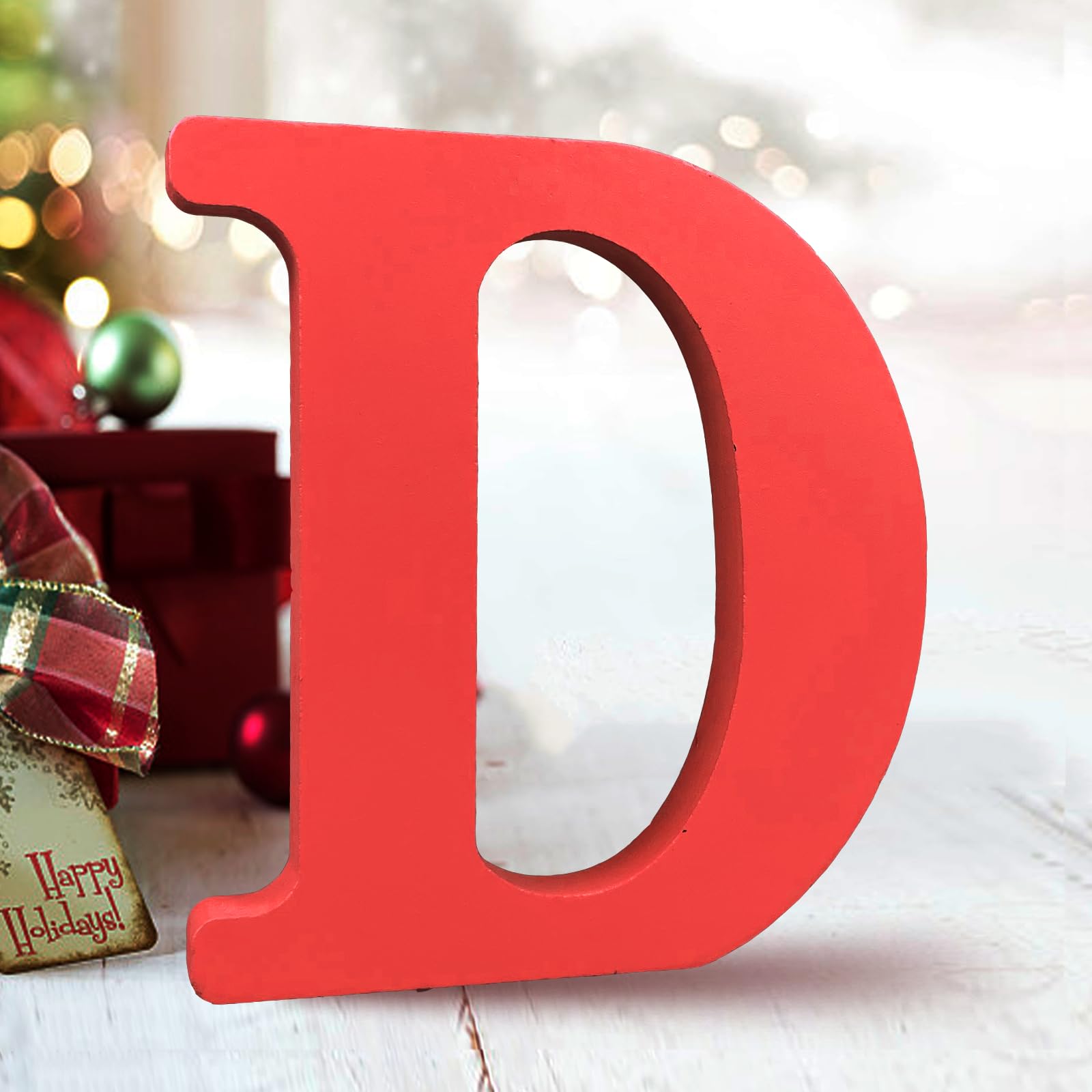 AOCEAN 6 Inch Red Wood Letters Unfinished Wood Letters for Wall Decor Decorative Standing Letters Slices Sign Board Decoration for Craft Home Party