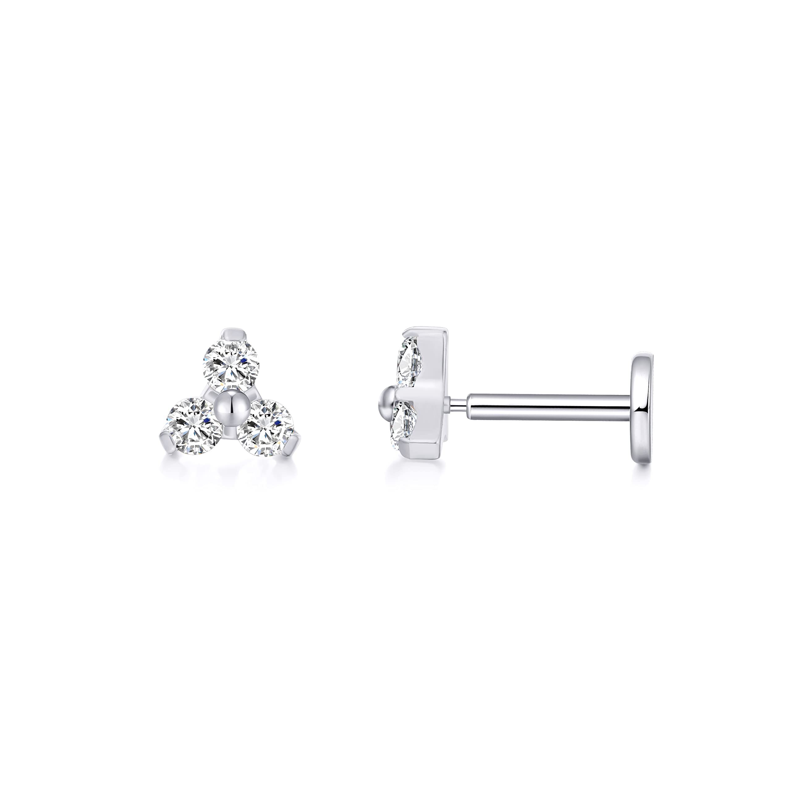 limerencia G23 - Aretes hipoalergénicos de 18 g, parte trasera plana, 2 unidades, titanio de grado implante, ajuste a presión, sin rosca, para cartílago, hélice, labio, monroe, tragus, piercing