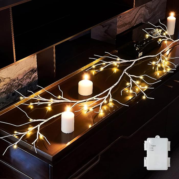 Buy Hairui Birch Garland with Lights 6FT 48 LED Battery Operated