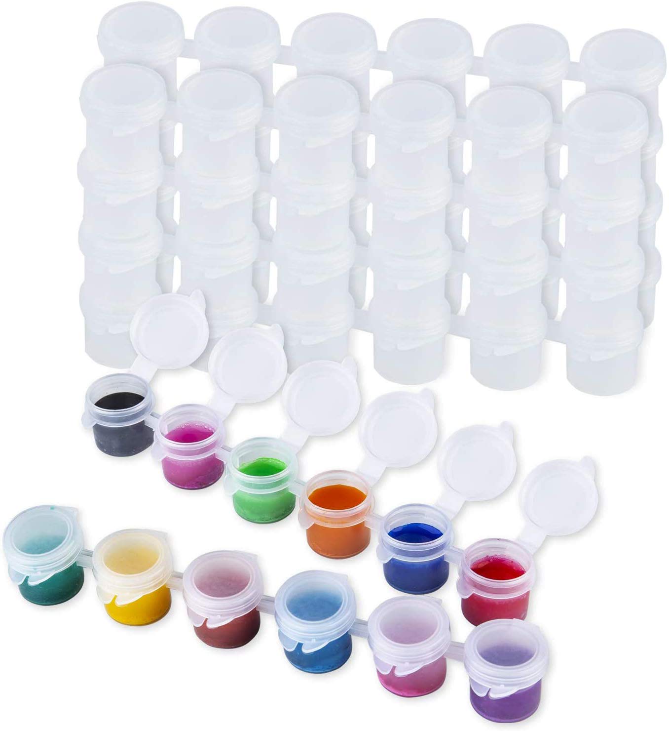 20 Strips 120 Pots, Mini Empty Paint Pots Cups with Lids, Arts Crafts