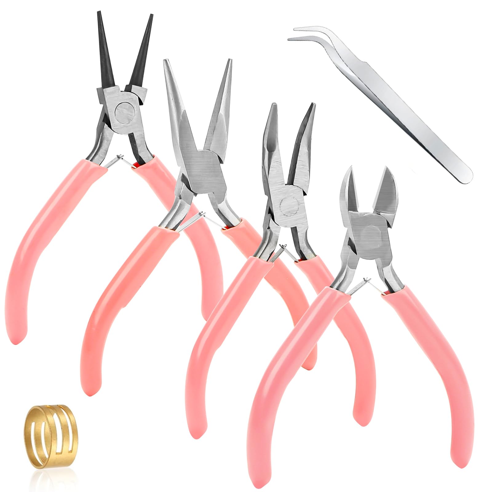 Set di pinze per gioielli, set di utensili per gioielli con pinza per aghi, pinza per catena, tagliafili, ideali per gioielli, creazione di gioielli, gioielli per riparazione e fai da te (set