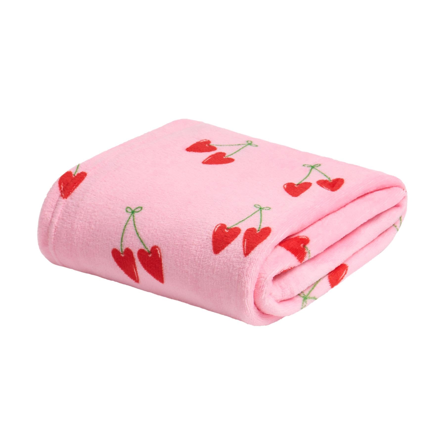 Ohs Women's Pink/Red - Cherry Cherry Throws For Sofas Blanket, Super Soft Warm Cosy Fleece Blanket Decorative Throws Over Bed Settee Comfy Single Bed Throw, /Red - 125 X 150Cm