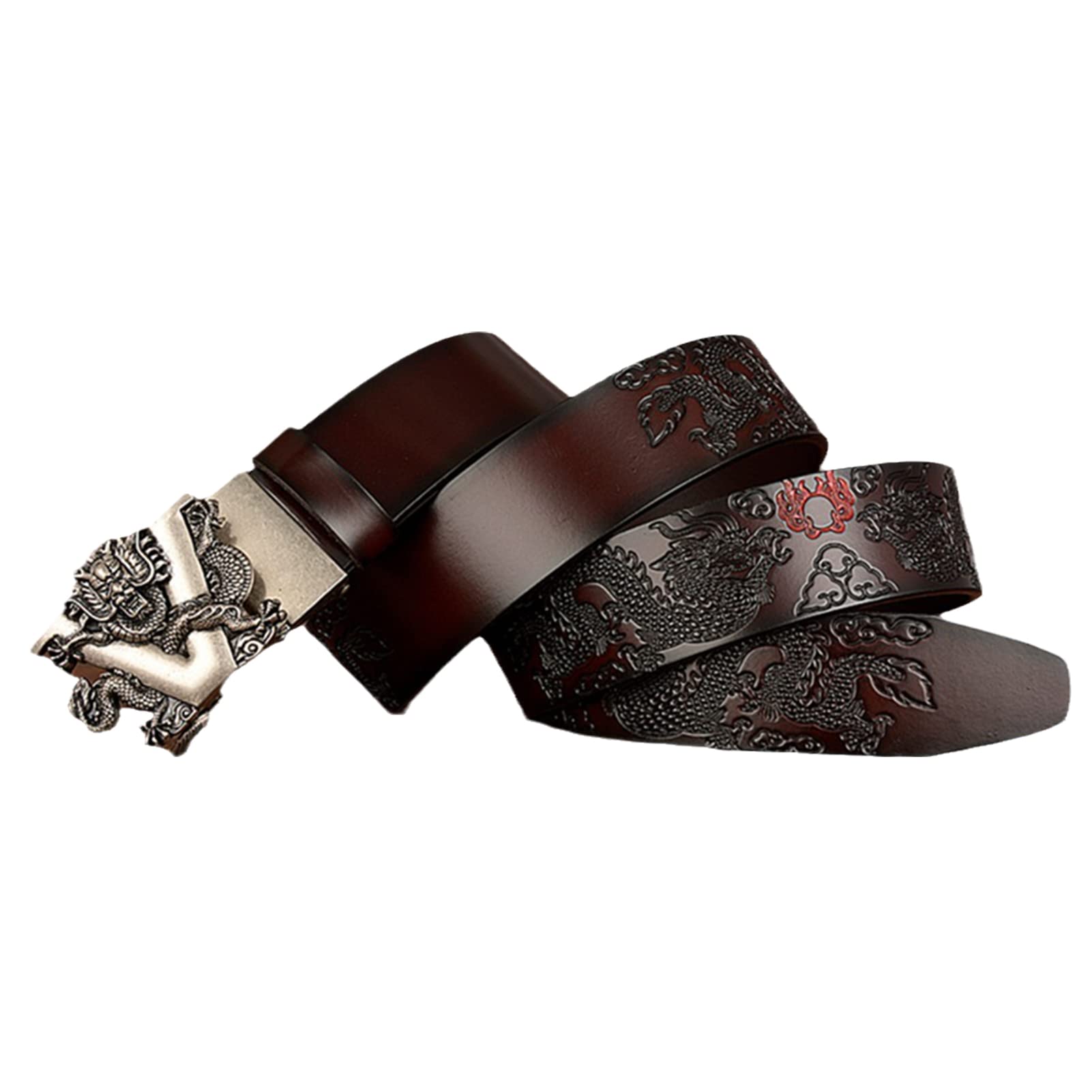 cinturón, Correa de trinquete cuero genuino for hombre con hebilla automática deslizante 3D plateada, 3,5 cm ancho - Hebilla ajustable