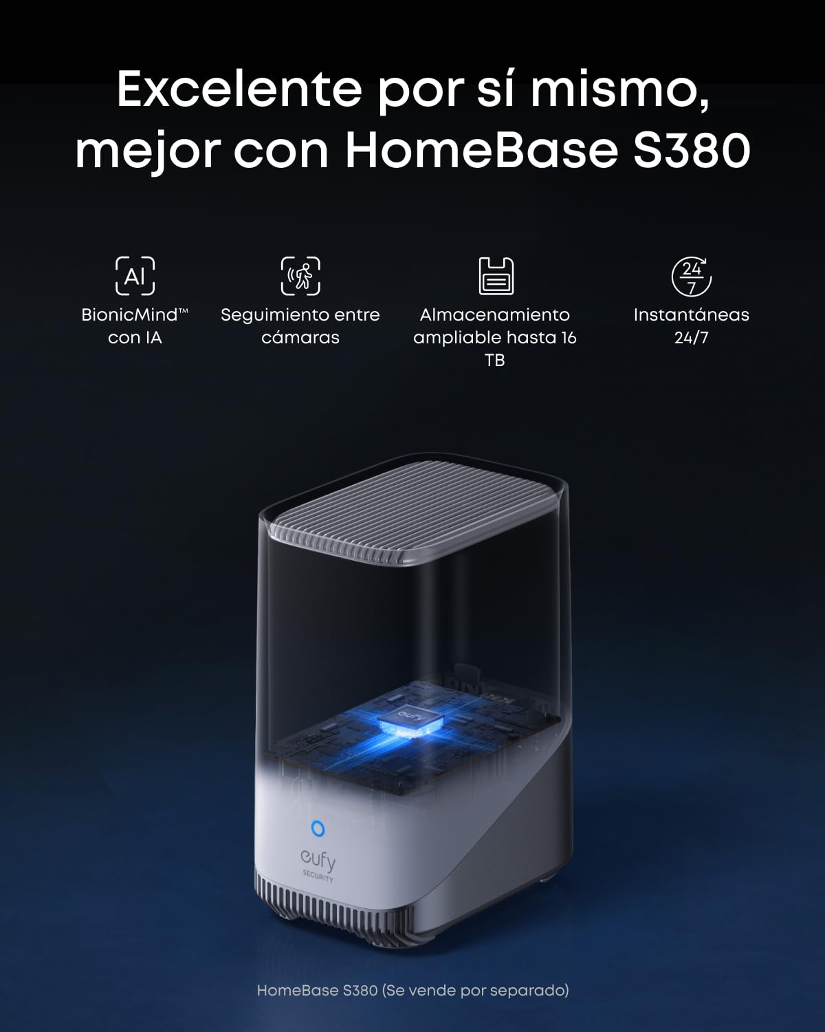 eufy Security SoloCam S4 Camara vigilancia WiFi Exterior Solar, 360° Surveillance, No Blind Spots, Outdoor Surveillance Camera, Battery, Solar, Toll-Free Use, HomeBase 3 Compatible