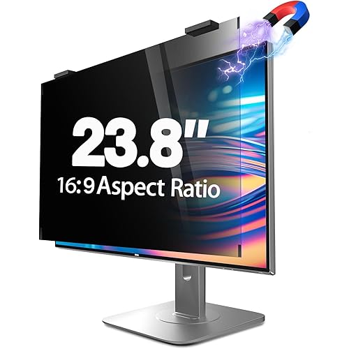 Magnetic Computer Privacy Screen 23.8 inch, Hanging Privacy Screen for Computer Monitor for 16:9 Frameless Monitor, Acrylic Eye Protection Anti Glare Blue Light Computer Screen Privacy Filter