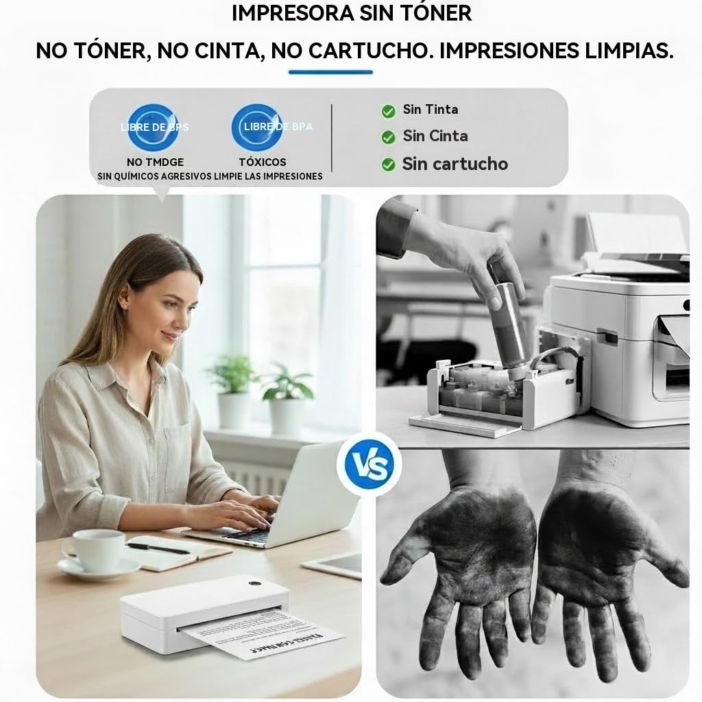 A401 Impresora de Plantillas para Tatuajes Bluetooth, 300DPI Impresora Térmica Portátil para Transferencias y Papel A4, Inalámbrica para Principiantes y Profesionales